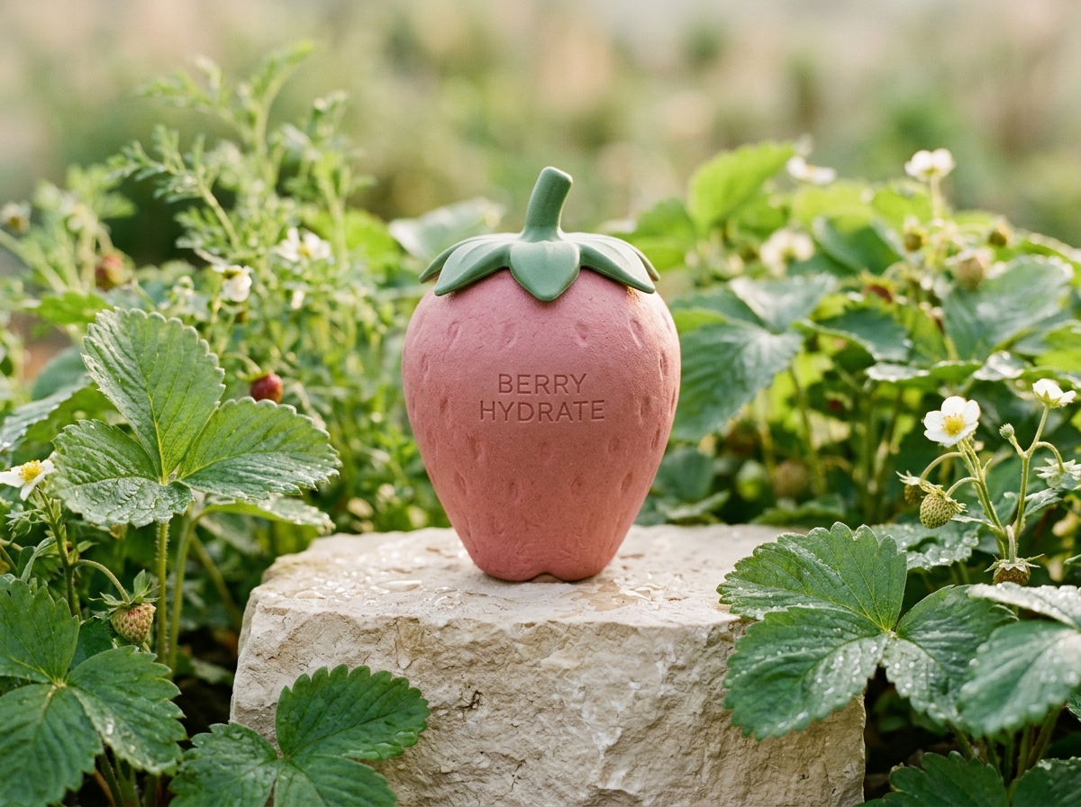 StrawEcoBerry packaging concept in natural botanical environment